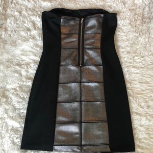 Dresses - Black Silver Metallic Strapless Sexy BodyCon Dress Dresses - Black Silver Metallic Strapless Sexy BodyCon Dress